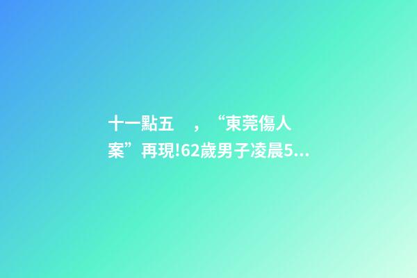 十一點五，“東莞傷人案”再現!62歲男子凌晨5點到上海-第1張-觀點-玄機派